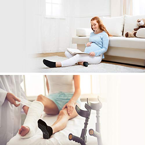 unenow Unisex Non Slip Grip Socks for Yoga Pilates Barre Home & Hospital - color: 4 Pairs-4 Pairs of Black, size: Medium