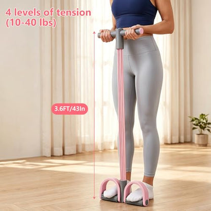 Pedal Resistance Band with Handle,4/6/8 Resistance Levels Elastic Pull Rope, Portable Fitness Bands for Leg Butt Training, Home Gym, Yoga, Pilates - size: 4 Levels（Pink ）