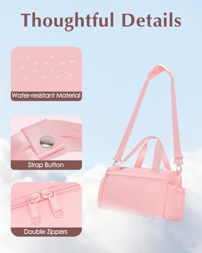 Small Gym Bag, Mini Gym Bag with Yoga Mat Holder & Wet Compartment, Pink - color: Pink