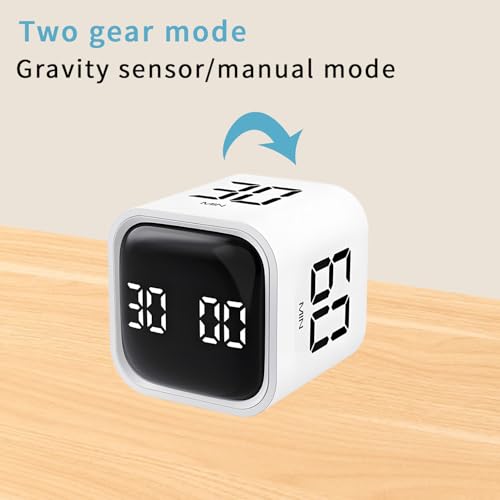 Qumox Pomodoro Timer, Cube Productivity Timer with Adjustable Sound and Vibration Alert, Ideal for Work, Office, ADHD, Study, and Tasks - 5/10/30/60 Minutes & Custom Countdown - White - color: White