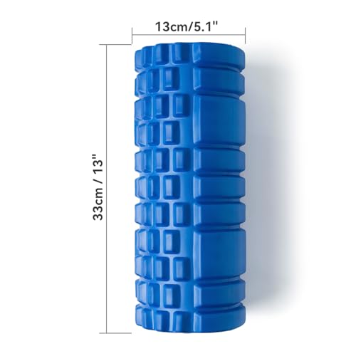 Krightlink Foam Roller for Deep Tissue Massage, 13" High Density Exercise Roller for Muscle Massage and Myofascial Trigger Point Release, Back Roller for Fitness, Yoga and Pilates (Blue) - color: Blue