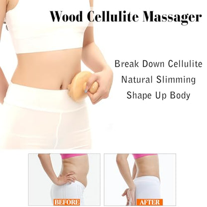 Wood Therapy Maderoterapia Kit, Wooden Fascia & Cellulite Massager for Body