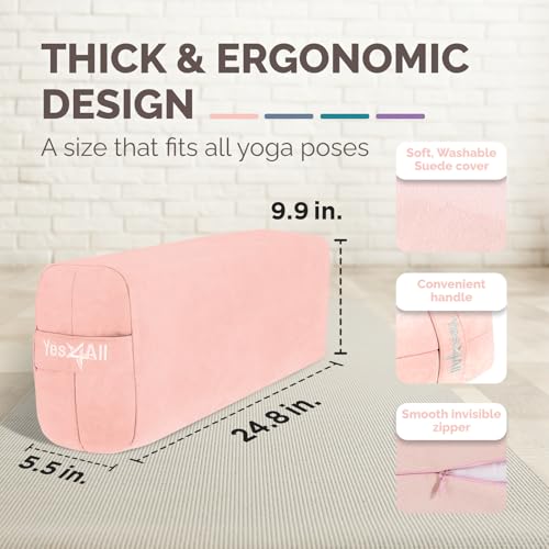Yes4All Triple-Layer Sponge Yoga Bolster Pillow for Restorative Yoga & Meditation - Versatile Yoga Support Pillow, Balance & Poses Modification - color: C. Rose