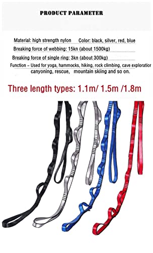 NRC&XRC Aerial Yoga Hammock Daisy Chains, 22kN Adjustable Daisy Chain Strap with Loops, Climbing Strap Nylon Chain Sling, No Stretch(150mm)