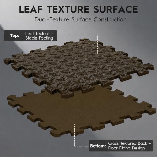 18 Pcs EVA Foam Floor Tiles, Puzzle Exercise Mat Set for Gym - color: Cocoa Brown