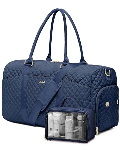 Women Weekender Travel Duffle Bag: Travel Duffel Overnight Bags with Shoe Compartment Large Carry on Tote with Toiletry Bag Weekend Traveling Yoga Gym Hospital Bag for Women with Wet Pocket Blue - color: 05-Blue, size: Large