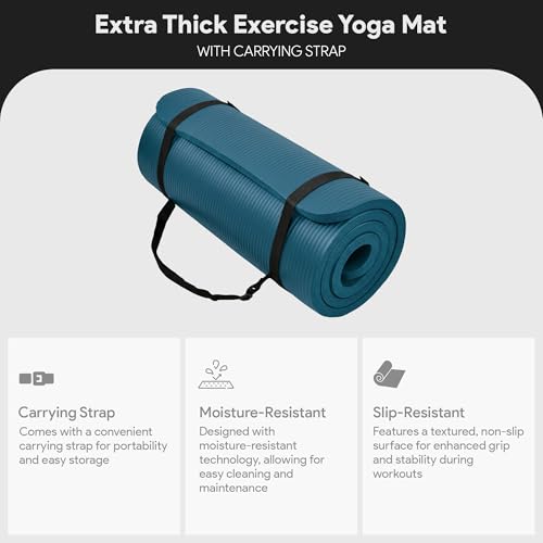 BalanceFrom 1-inch Thick 71x24 Inches Extra Thick Exercise Yoga Mat - color: Navy Blue