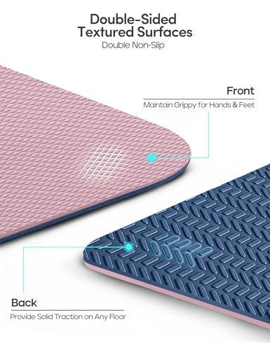 Heathyoga Yoga Mat Non Slip TPE Pilates Exercise Mats for Home Workout Gym Fitness Eco Friendly Thick Hot Yoga Mat with Strap Body Alignment,72"x 26" Thickness 1/4" - color: Pink