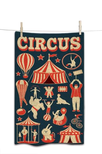 Cute Funny Circus Bath Towel 15X30 Inch Washcloths Face/Body/Hair/Hand Towel for Spa Gym Yoga Swim Bathroom Kitchen Hotel - color: Cute Funny Circus