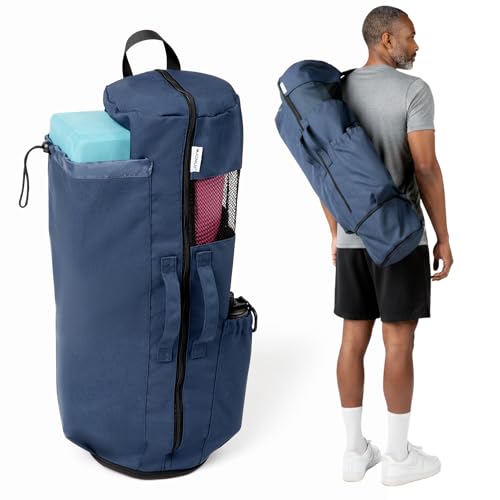 MAGNILAY Expandable Yoga Mat Bag, Adjustable Strap, Black, Large - color: Navy Blue