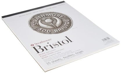 Strathmore (580-72 500 Series Bristol, 2-Ply Plate Surface, 11"x14", White, 15 Sheets