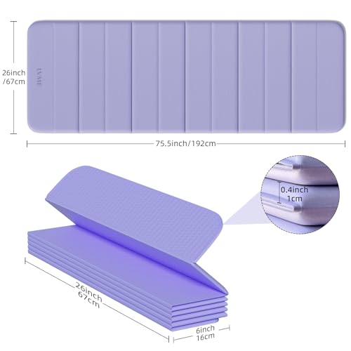 LVME Foldable Yoga Mat, Extra Thick 10mm, 76"x26"Extra Long - color: Lilac