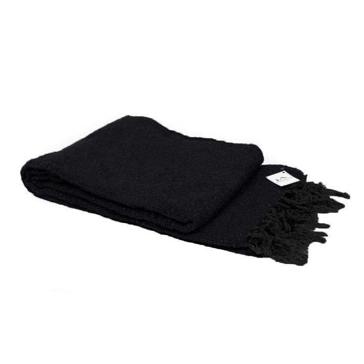 Open Road Goods Solid Color Mexican Yoga Blanket – Large Handwoven Throw for Yoga, Beach, Camping or Home – Soft and Durable Cotton Blend - color: Black