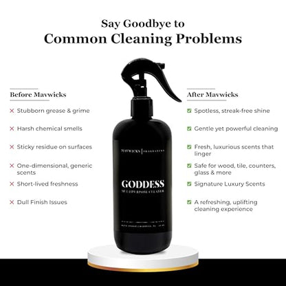Mavwicks Fragrances All Purpose Cleaner Spray (Goddess) 16 Oz – Multipurpose Surface Cleaning Spray for Kitchen, Bathroom, Floors and Counters, Home and Office, Natural and Non-Toxic