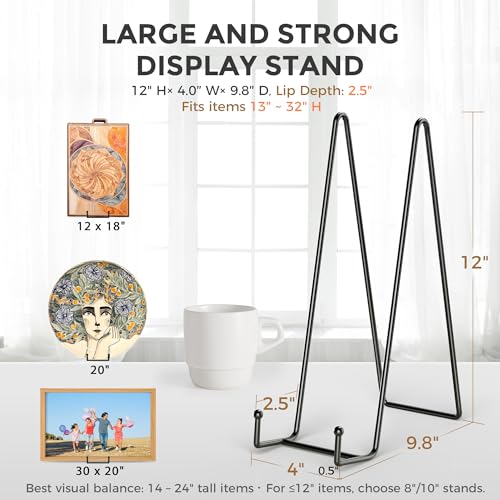 TR-LIFE 3 Pack 12 Inch Plate Stands for Display - Large, Metal Picture Frame Holder Stand + Easels for Decorative Platter, Book, Plaque, Photo, Table Top Art - size: 12 Inch