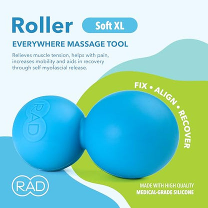RAD Roller XL Peanut Roller Ball Massager - Soft Density Peanut Massage Ball - Myofascial Release for Back, Feet, Neck, Psoas - Suboccipital Release Device, Thoracic Spine Roller Balls - style: XL/Soft Density