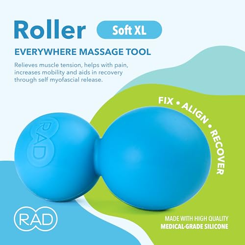 RAD Roller XL Peanut Roller Ball Massager - Soft Density Peanut Massage Ball - Myofascial Release for Back, Feet, Neck, Psoas - Suboccipital Release Device, Thoracic Spine Roller Balls - style: XL/Soft Density