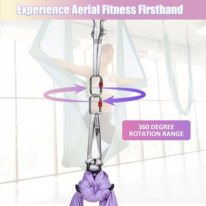 Aerial Silks Kit & Aerial Yoga Hammock - 11Yd Premium Fabric with Hardware | Easy Setup for Flying Yoga, Aerial Swing & Fitness - Supports Up to 14ft Rigging(Navy) - color: Lavender