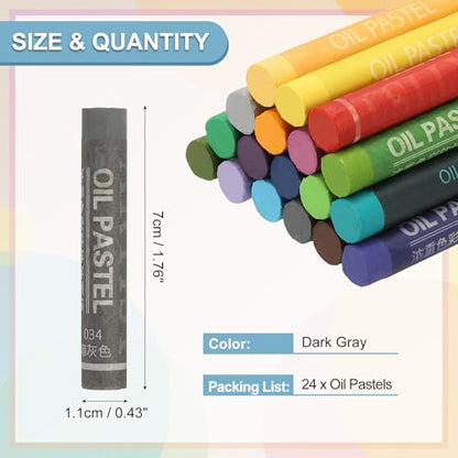 PATIKIL Dark Gray Oil Pastels, 24Pcs Soft Oil Crayons Creamy Pastels Stick Art Supplies for Art Painting Drawing Blending Graffiti for Drawing Beginners Artists - color: Dark Gray