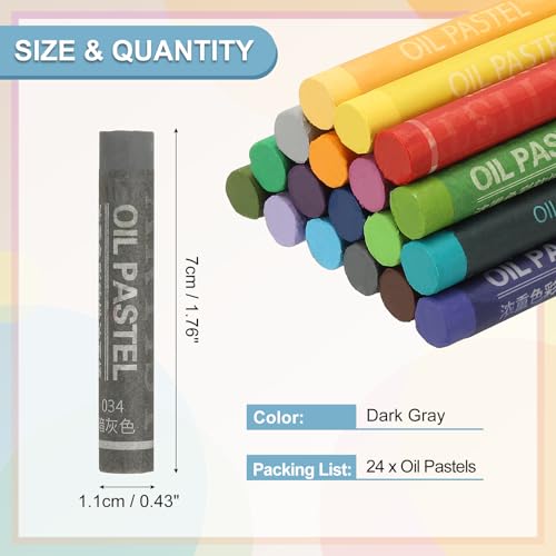 PATIKIL Dark Gray Oil Pastels, 24Pcs Soft Oil Crayons Creamy Pastels Stick Art Supplies for Art Painting Drawing Blending Graffiti for Drawing Beginners Artists - color: Dark Gray