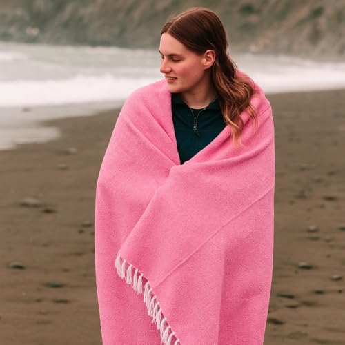 Open Road Goods Solid Color Mexican Yoga Blanket – Large Handwoven Throw for Yoga, Beach, Camping or Home – Soft and Durable Cotton Blend - color: Pink Blanket
