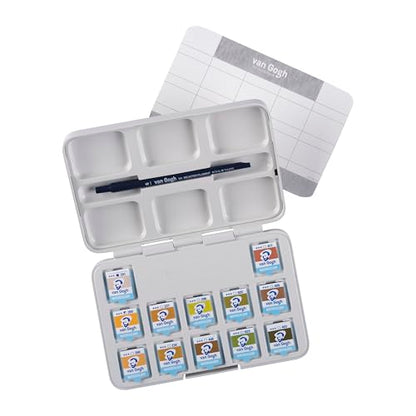 Van Gogh Watercolor Paint Set, Plastic Pocketbox, 12-Half Pan Shades of Nature Selection - color: 12 Nature (Plastic Pocketbox), style: Half Pan
