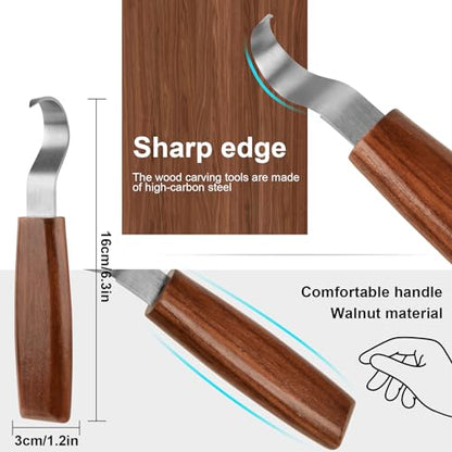 Wood Carving Knife With Leather Strop and Polishing Compound, Wood Whittling Tools for Beginners, Adults and Kids (Hook Carving Knife) - style: Hook Carving Knife