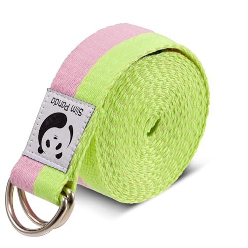 Slim Panda Yoga Strap for Stretching,Cotton Yoga Strap with Adjustable D-Ring Buckle,Non-Elastic Yoga Belt for Pilates,Gym Workouts,Physical Therapy,Improve Flexibility - color: Cymbidium, size: 8 Feet