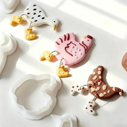 9Pcs Farm Animal Clay Cutters | Duck Polymer Clay Earring Molds for DIY Jewelry Making, Cute Farm Themed Clay Cutters for Earrings, Brooches & Pendants - color: Duck
