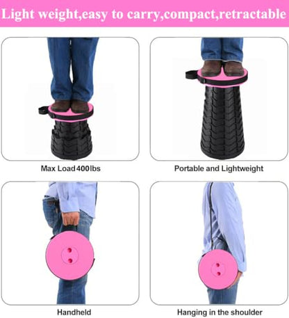 Fishboy Collapsible Stool for Adults, Portable Folding Camping Seat, 400lbs - color: Pink