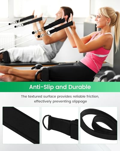 Pilates Loops Fit for Tonal & Reformer Machine, Double Loop Soft Lined Pilates Straps with T Lock Adapter, W/Snap Hooks, D-Ring Straps