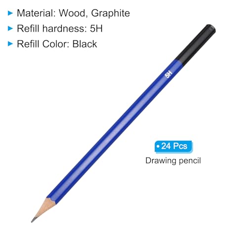 PATIKIL 5H Drawing Pencils for Sketching, 24PCS Sketch Pencils for Drawing Art Pencils Graphite Wood Pre-sharpened for Drawing Sketching Artists, 5H Pencils - style: 5H