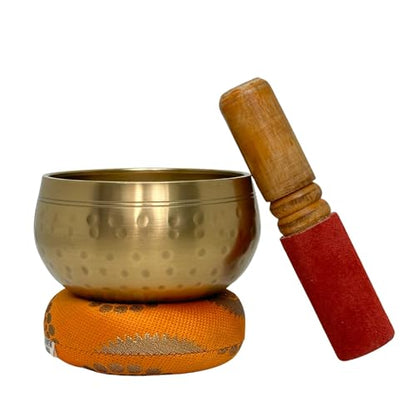 Nature’s Own Buddhist Tibetan Singing Bowl for Meditation, Brass Authentic Sound Bowl Meditation Set for Deep OM Sound, Tibetan Buddhist Prayer Instrument with Wooden Stick (Hammered, 4.5 Inches) - color: Hammered, 4.5 Inch
