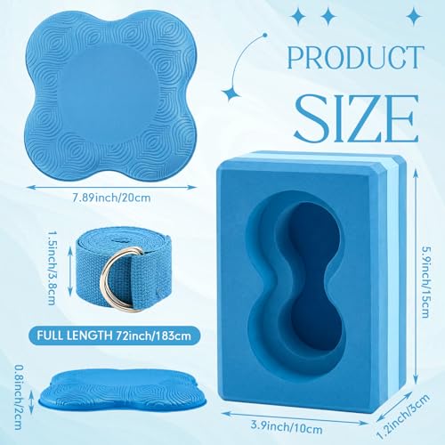 Yoga Blocks 2 Pack for Wrist Relief,Yoga Block with Knee Pads Strap | Wrist Support, Improve Comfort and Grip, Nonslip EVA Foam, Pilates Exercise Balance Stretching Accessories Meditation - color: Blue