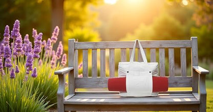 INDIAN CRAFT CASTLE Tote Bag with Yoga Mat Carrier Pocket Carryall Shoulder Bag for Office, Workout, Pilates, Travel, Beach and Gym - color: White