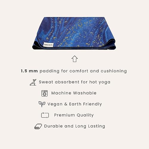 Travel Yoga Mat 1.5mm | Foldable, Lightweight for Backpacking, Retreat, Outdoors, Gym, Pilates | Exercise Mat | Machine Washable