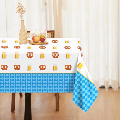 1Pc Oktoberfest Party Plastic Tablecloth 54 x 87 Inch Long Table Cover, Germany Beer Festival Party Tablecover for German Theme Kids Baby Shower Birthday Dinner Picnic Kitchen Event - color: Oktoberfest