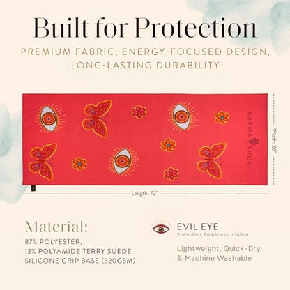 KARMA AND LUCK Radiant Protection Yoga Towel, Absorbent, Non-Slip Hot Yoga Mat Towel, Silicone Grip & Soft Terry Suede for Spiritual Energy Shield & Clarity, 26” x 72” - color: Radiant
