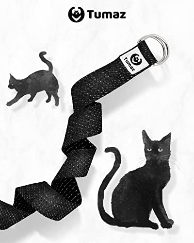 Tumaz Yoga Strap for Stretching with Adjustable D-Ring, 6/8/10 ft - color: 06. Black, size: 8 Feet (with Storage Band)