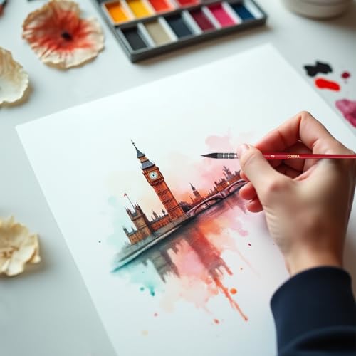 Synthetic Squirrel Hair Watercolor Brushes, 5Pcs, Mop Paintbrushes Detail Watercolor Paint Brush Set Ideal for Artists, Amateur Hobbyists and Painting Lovers - size: 5 Pcs (Small)