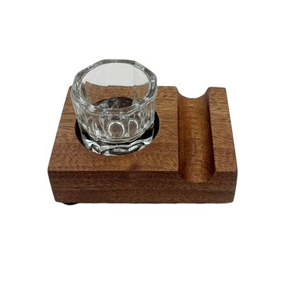 Ink Well for Dip Pen Wooden Calligraphy Pen Holder Oblique Nib Holder Glass Ink Bottle Container Desktop Tabel Decoration
