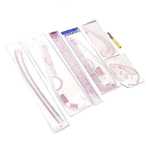 7PCS French Curve Ruler Set, High Accuracy Complete Tools Hip Curve Ruler with Scale, Sewing Ruler | Sewing Tools | Sewing Rulers | Craft Ruler for Beginners Tailors Pattern