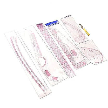 7PCS French Curve Ruler Set, High Accuracy Complete Tools Hip Curve Ruler with Scale, Sewing Ruler | Sewing Tools | Sewing Rulers | Craft Ruler for Beginners Tailors Pattern