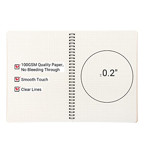 EUSOAR Graph Paper Notebook, B5 3Pack 7.3"x10.2" 120 Pages Hardcover Spiral Notebook Journals, Wirebound Journal Sketch Notebook for Math and Science Students Engineering Artist Drawing - color: Kraft, size: B5