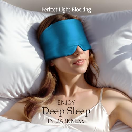 Zenssia 100% Mulberry Silk Sleep Eye Mask for Men and Women, Peacock Blue - color: Peacock Blue