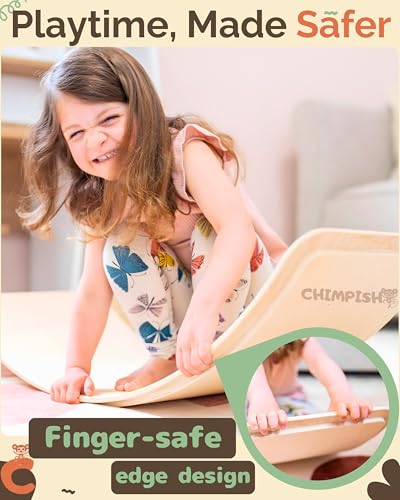 Wooden Balance Board - 37 inch Finger Safe Wobble Board for Toddlers, Wooden Balance Board for Kids