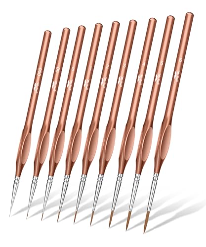 Mr. Pen- Detail Paint Brushes Set, 9 pcs, Rose Gold | Miniature Paint Brushes, Thin Paint Brushes, Model Paint Brushes, Fine Tip Paint Brush, Face Paint Brushes Set - color: Rose Gold