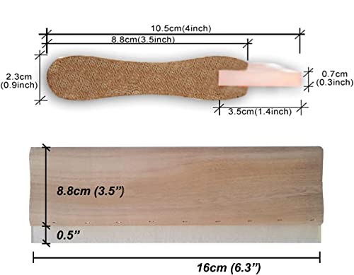INTBUYING Screen Printing Squeegee Ink Squeegee Wooden Water Scraper 65 Durometer 6.3inches Long 4 inches Wide with Rubber Blade and Wooden Handle - size: 6.3 inches long