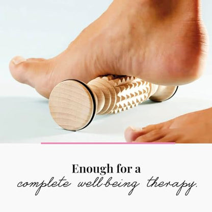 tuuli Accessories - Wooden Foot Massager, Grooved Muscle Roller, Helps Ease Muscle Tension, Supports Blood Circulation, Natural Wood Therapy Massage Tools, 8 x 2 inches - size: S