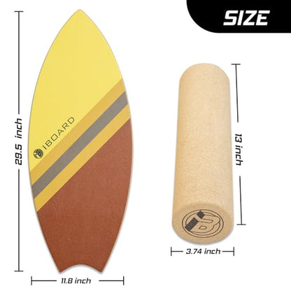 Balance Board w/Rollers – 10-Layer Wood Wobble Board for Core Strength